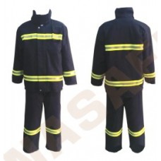 ชุดดับเพลิงสีส้ม เสื้อ+กางเกง มีหนังกันไฟตรงเข่า รุ่น STFS01plus (cotton 100%)